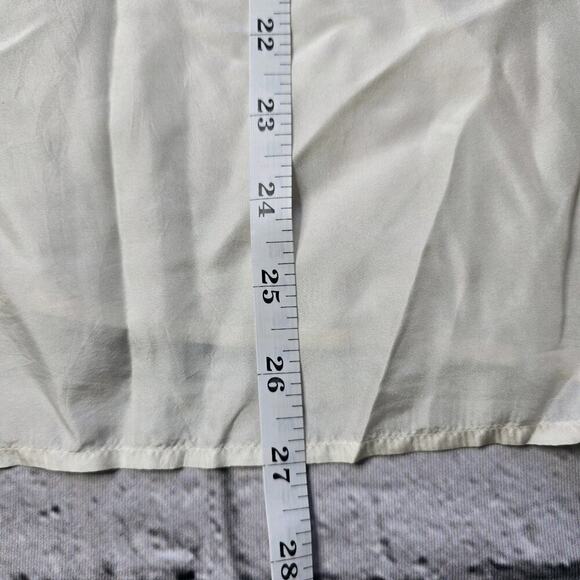Vintage Backroad Blues 100% Silk Cream Button Up Sleeveless Blouse Size Large - Picture 9 of 10